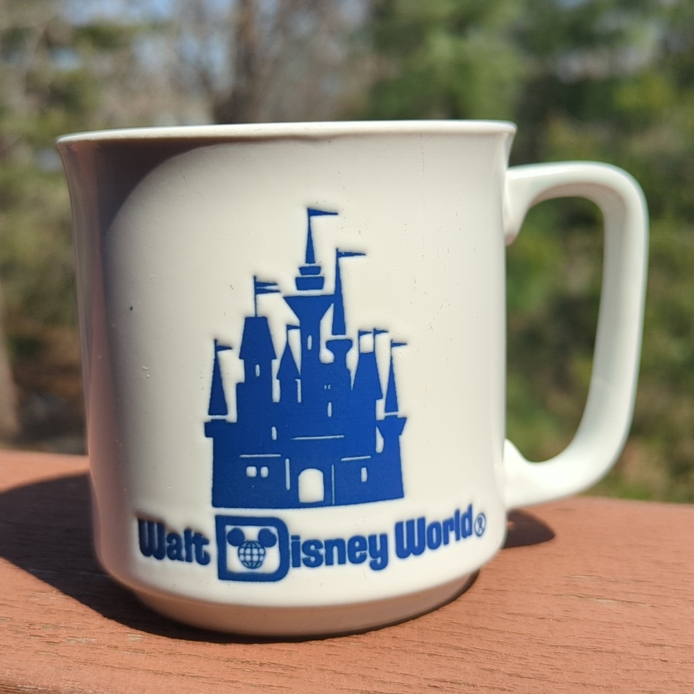 Vintage Walt Disney World Embossed Mug Cup, Blue Disney Castle Mickey Mouse Logo